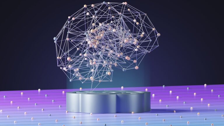 Rappresentazione di una matrice di memoria AI con connessioni neurali