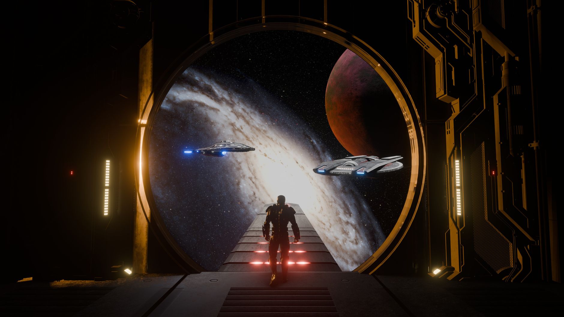 Schermata del trailer di Star Trek Shadow Frontier con Ro Laren su un pianeta desolato