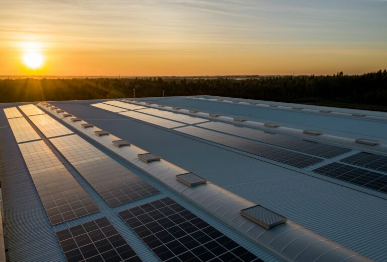 Pannelli fotovoltaici su tetto di un edificio, impianti sotto 1 MW in Italia
