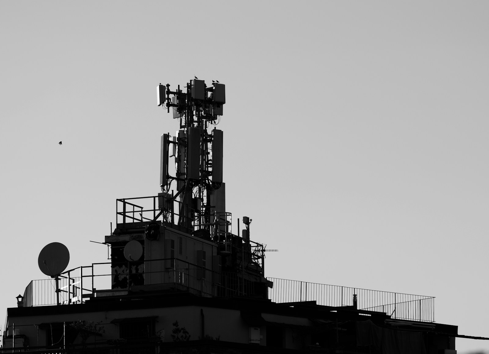 Antenne di una rete di telecomunicazioni installate sul tetto di un edificio